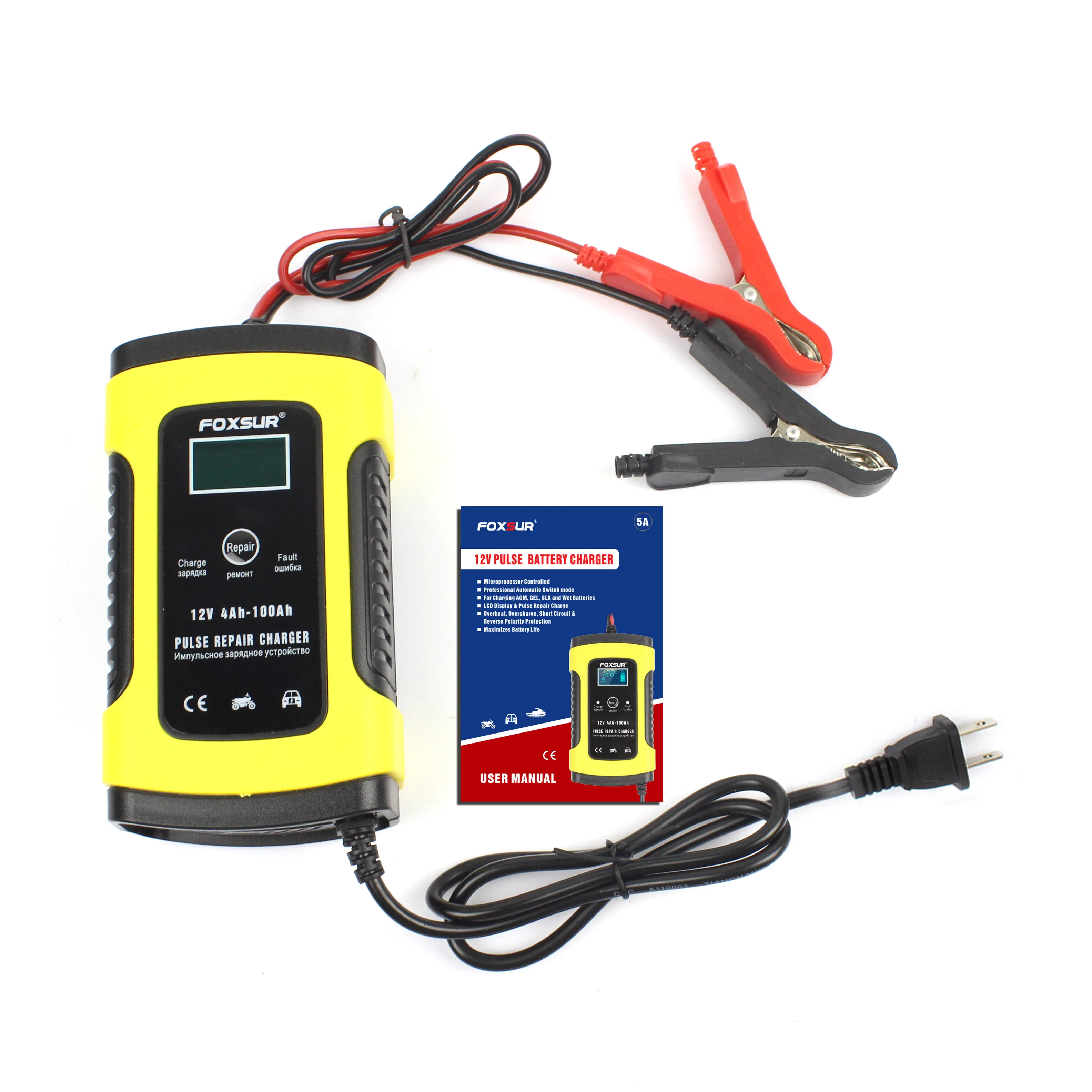 

12V Car Motorcycle Battery Charger 12V 6A Automatic Pulse Repair Lead Acid Battery Charger for 12 Volt VRLA GEL AGM SLA Battery
