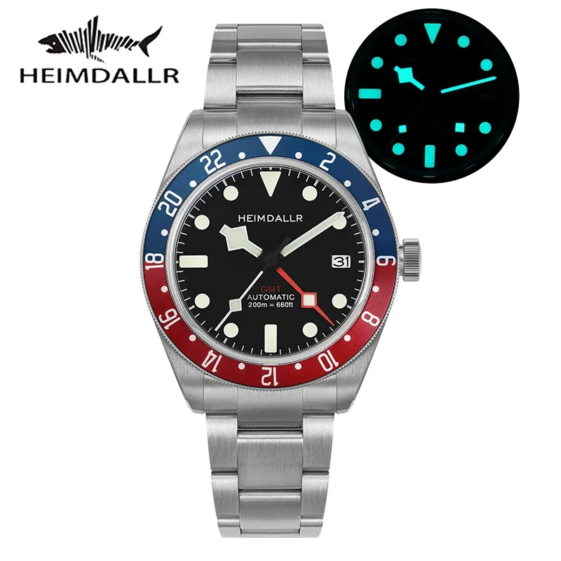 Heimdallr BB58 GMT Diver Watch NH34 Movement Sapphire Crystal with AR Coating 200m Waterproof BGW9 Super Luminous 39mm GMT Watch