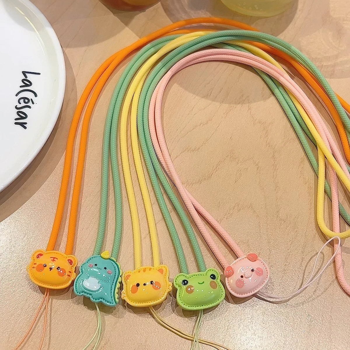 Long Strap Silicone Neck Hanging Cute Dinosaur U-disk School Card CCD Key Student Work Card Mobile Phone Green Pendant