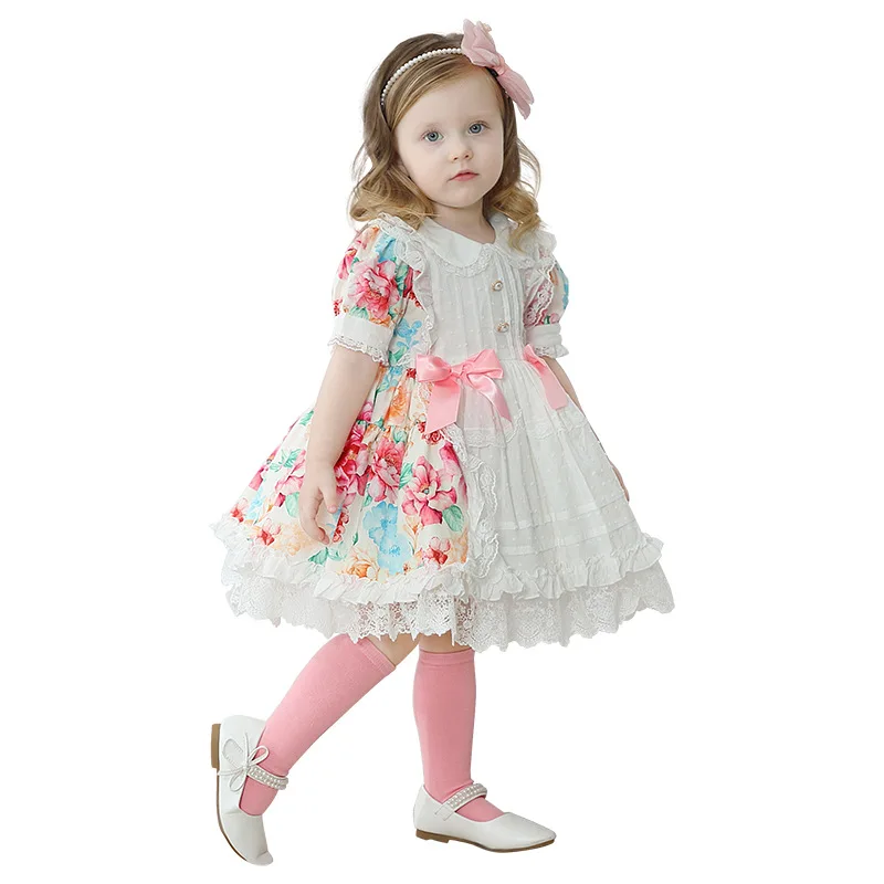 Bubble Skirt Tutu Lolita Floral New Toddler Girl Dresses Baby Summer Dress Kids Girls Soft Cotton Princess Dress Clothes Vestido