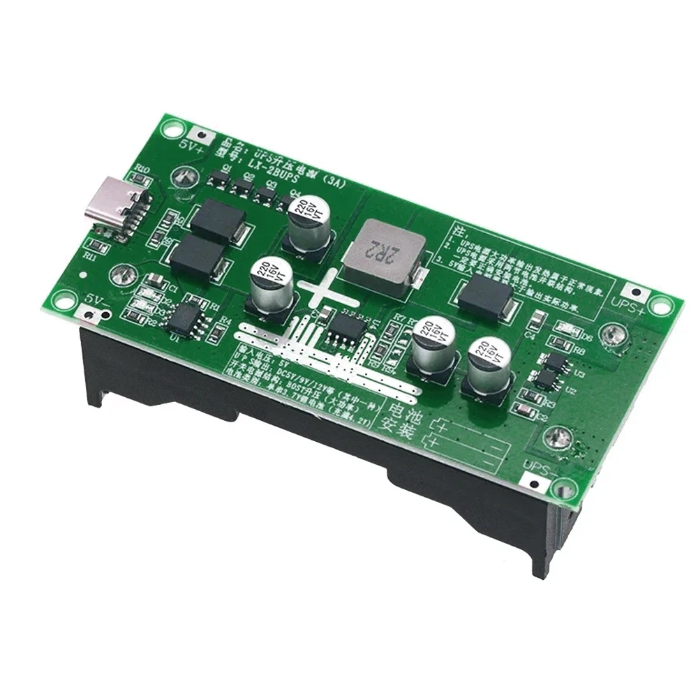 Type-C 15 W 3A 18650 lithiumbatterijladermodule DC-DC Step Up Booster Snel opladen UPS-voeding / converter 5 V 9 V 12 V