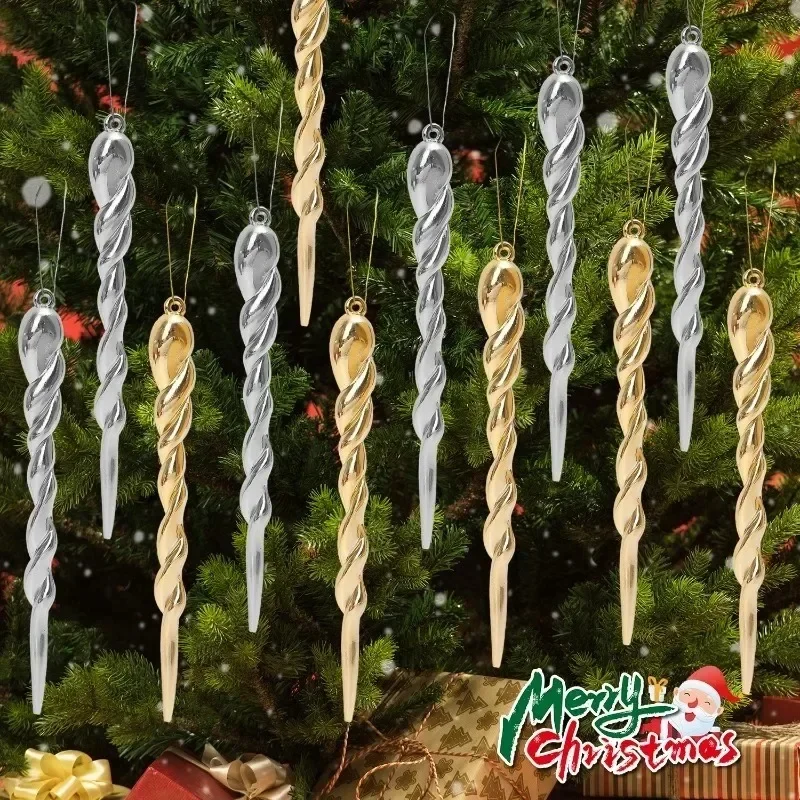 24/12 قطعة شجرة عيد الميلاد معلقة جليد عيد الميلاد محاكاة الذهب الفضة جليد زخرفة DIY بها بنفسك عيد الميلاد السنة الجديدة زينة لحفلات المنازل