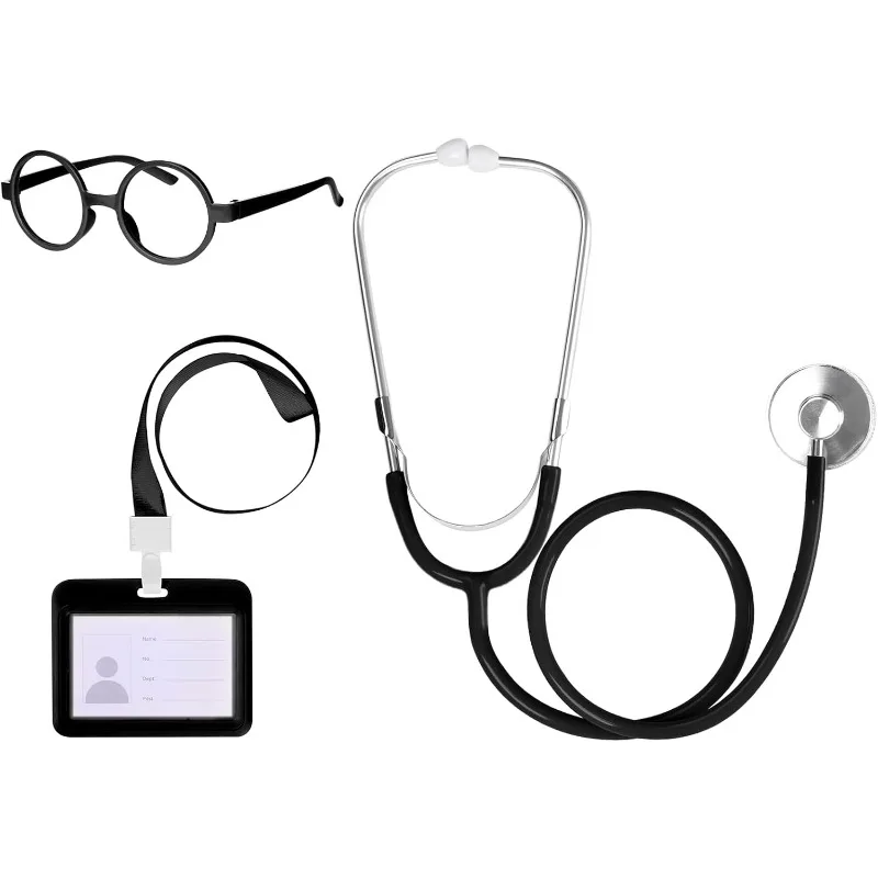 Doctor Costume Accessories Set Including Stethoscope Lensless Glasses for Adults Halloween Role Play Pretend Game Doctor Nurse