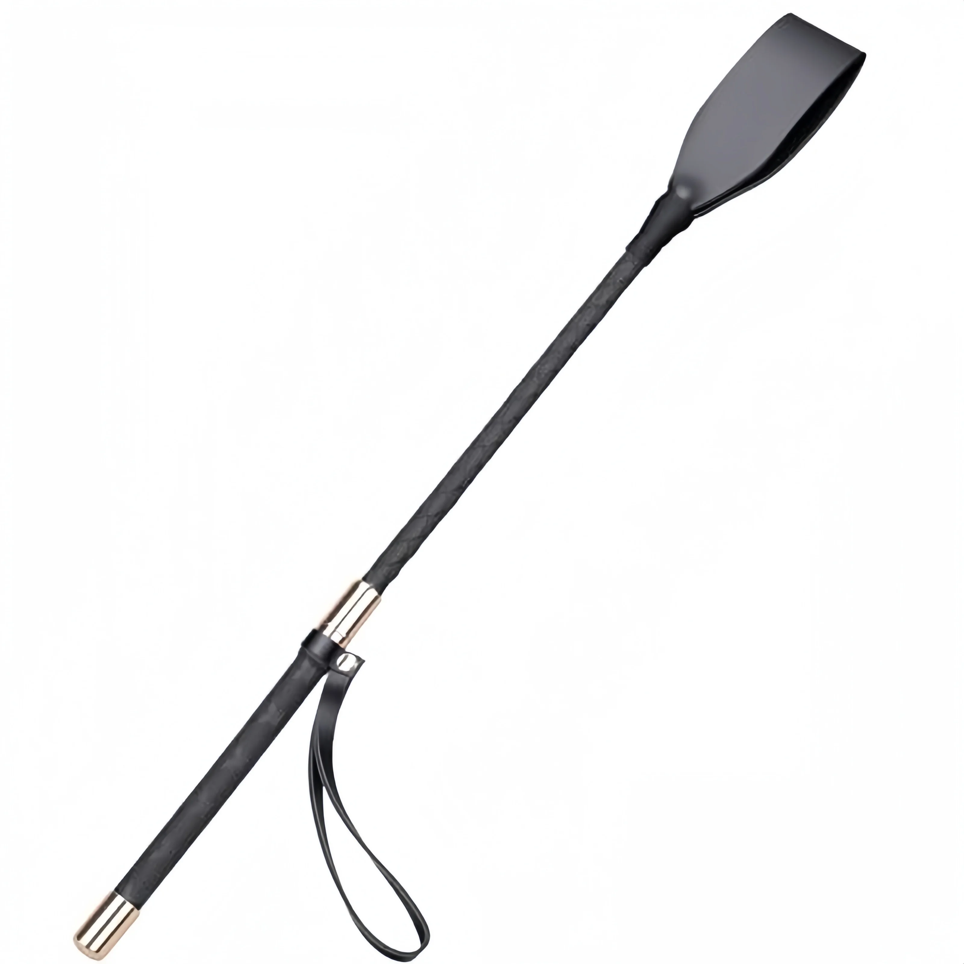 18 Inch Riding Crop Horse Whip, Premium PU Leather Equestrian Training Crop with Non-Slip Handle, Durable Double Slapper, Black