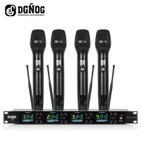 DF204 Professional 4 channel Wireless Microphone System Stage Performances UHF Dynamic Handheld Mic for karaoke Studio KTV Party