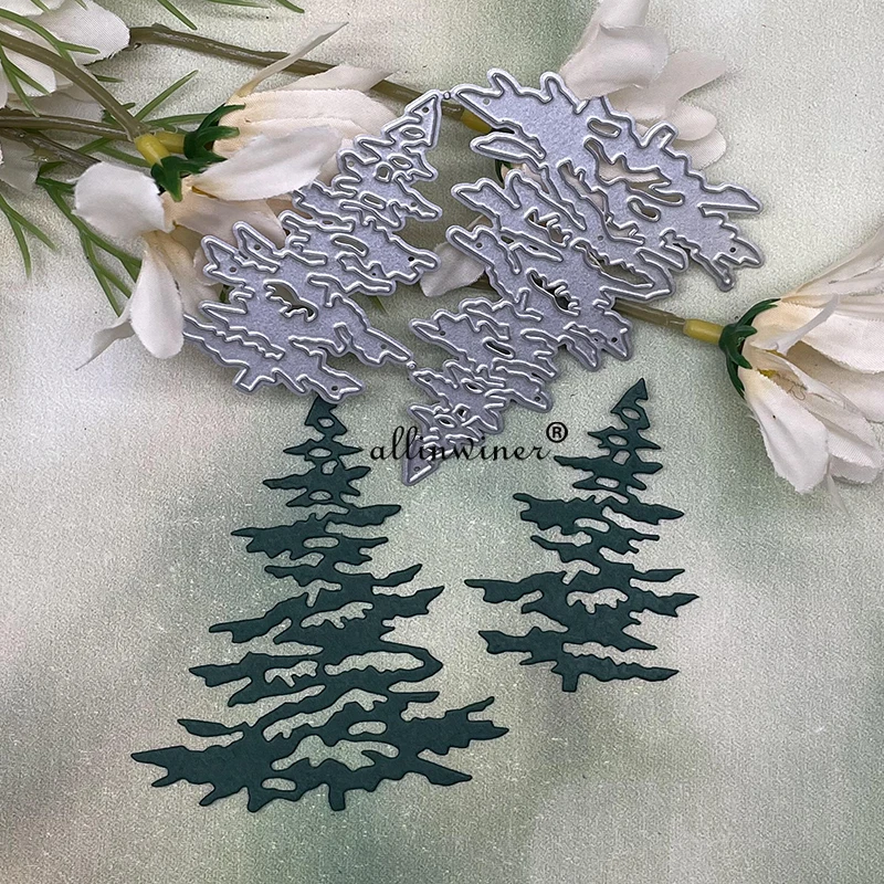 Twee dennenbomen metalen stansmessen stencils voor doe-het-zelf scrapbooking decoratieve embossing handwerk stansen sjabloon