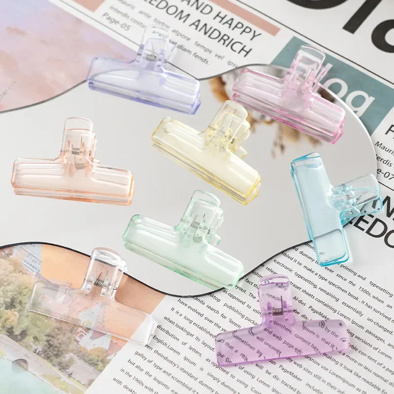 2Ps Transparent Acrylic Clip for Student Paper Ticket Handheld Ledger Clip Bill Document Long Tail Clip Office School Stationery