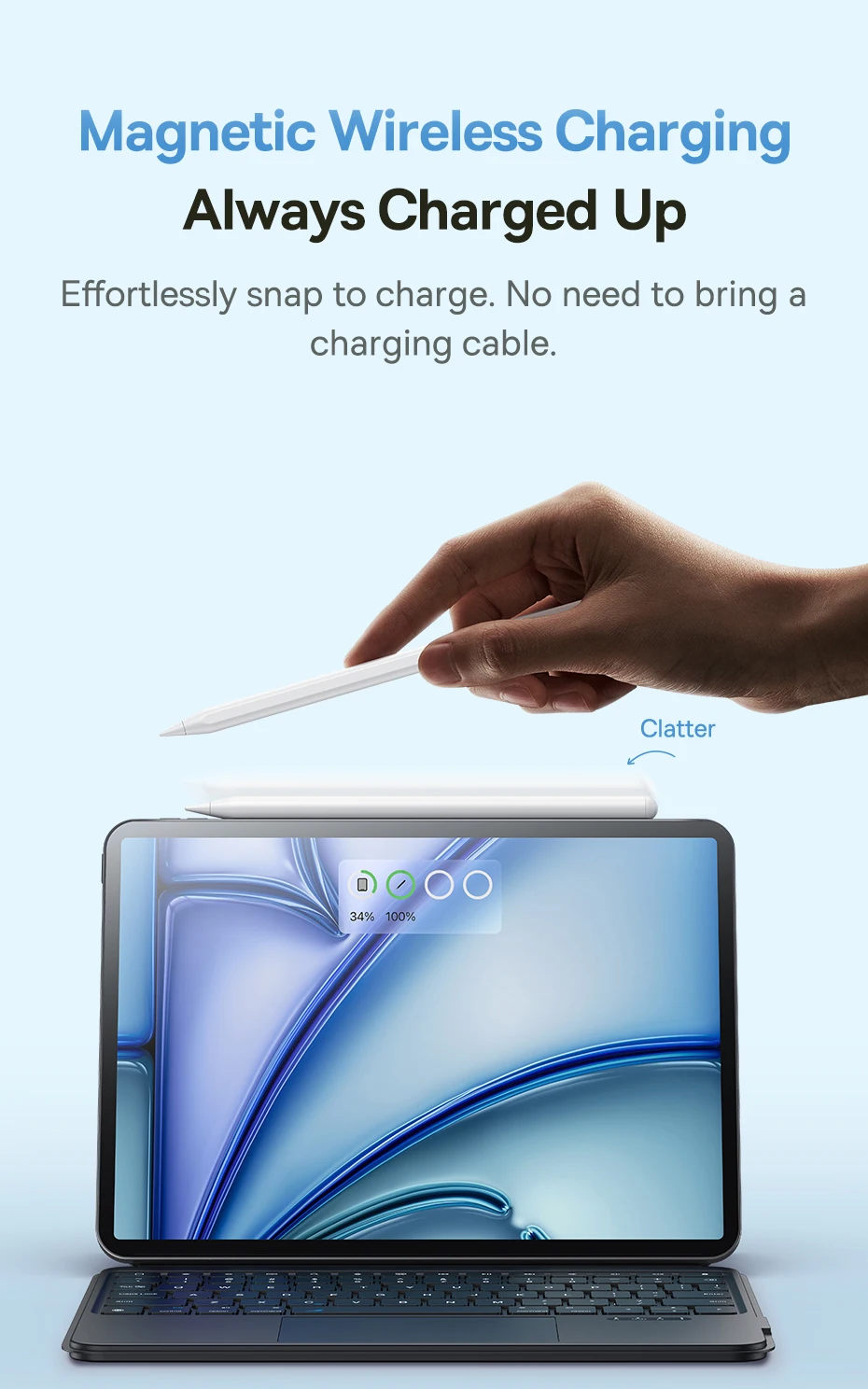 Baseus Stylus Stift Kabellose Aufladung für Apple Pencil Magnetische Anziehung für iPad Pro Air Mini Bluetooth 23h Akkulaufzeit Tablet-Stift – Detail 8