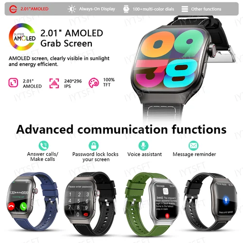 Imagen 2 del producto LAXASFIT, nuevo reloj inteligente con pantalla curva para mujer, pantalla táctil HD AMOLED de 2,01 pulgadas, Bluetooth 5,3, llamada de voz, reloj inteligente deportivo para hombre
