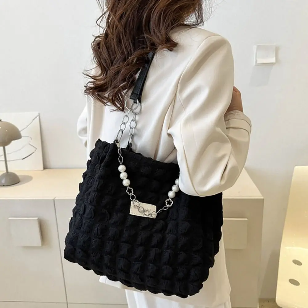 Pleated Cloud Hobos Shopper Bag Quilted Plaid Large Capacity Hobo Tote Handbag Down Cotton Padded Casual Shoulder Underarm Bag