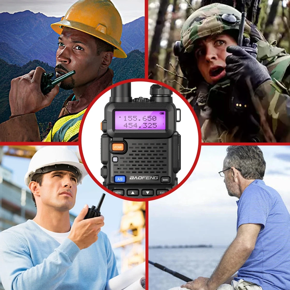 Baofeng Walkie Talkie UV 5R, Walkie Talkie Dual Band VHF UHF portabel FM amatir 1800mAh UV5R Radio Ham dua arah untuk mendaki