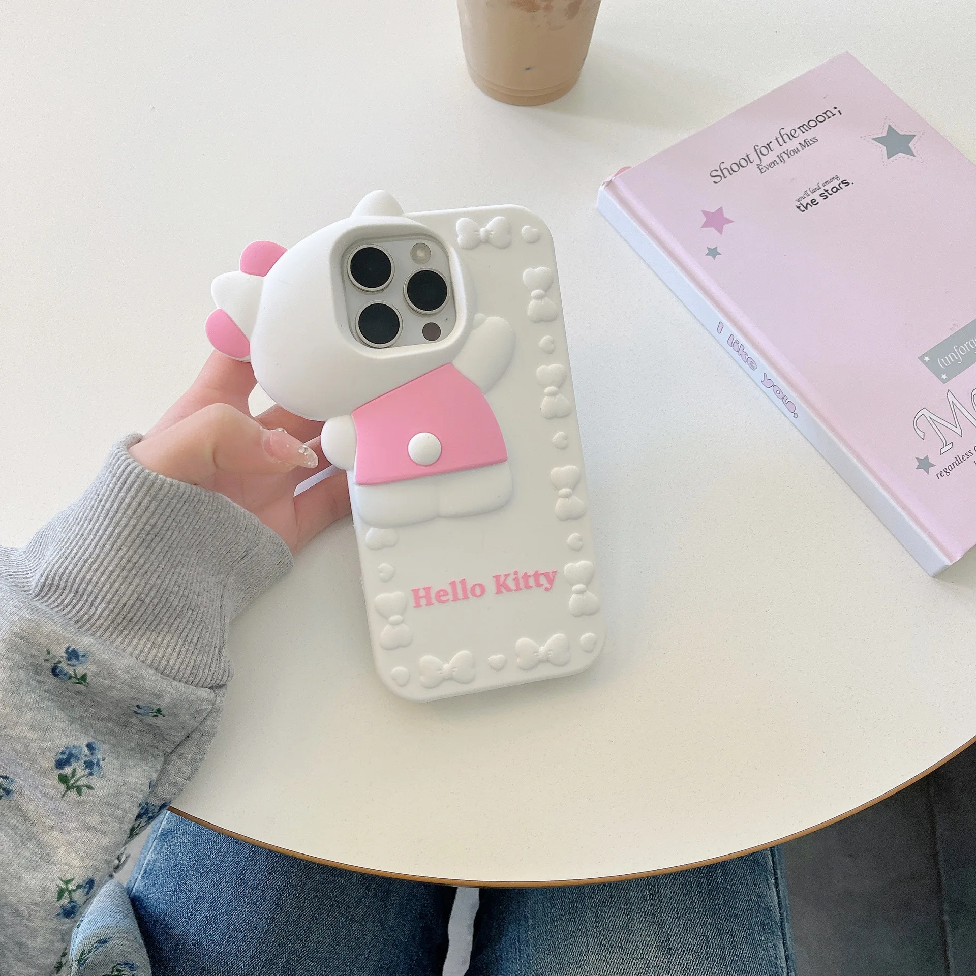 การ์ตูนน่ารักสีชมพูProbe Hello KittyเหมาะสําหรับiPhone 16 15 13/14 Pro Maxเคสโทรศัพท์ซิลิโคนAnti Dropโทรศัพท์ป้องกัน