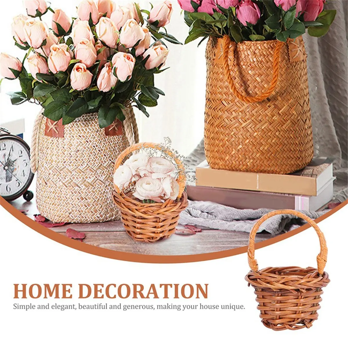 [Promotions]Mini Woven Baskets Miniature Flower Baskets Miniature Flower Baskets Small Easter Candy Gift Baskets