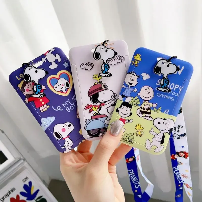 New Snoopy Card Sleeve Kawaii Cartoon Student Campus Card Traffic Card Protective Case Backpack Hanging Couple Key Chain