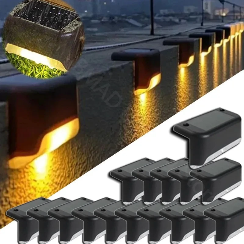 1-12PCS Solar Step Light Outdoor Waterproof LED Stair Lamp for Fence Railing Courtyard Garden Wall Decoration