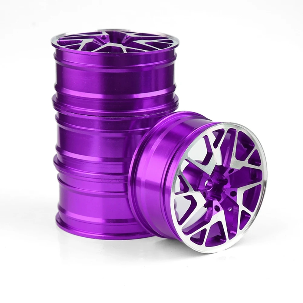 4Pcs 1/10 On-Road Drift Car 52mm Metal Wheel Hub RC Car Wheel Rim for HSP Tamiya HPI Kyosho Sakura Traxxas RedCat,Purple