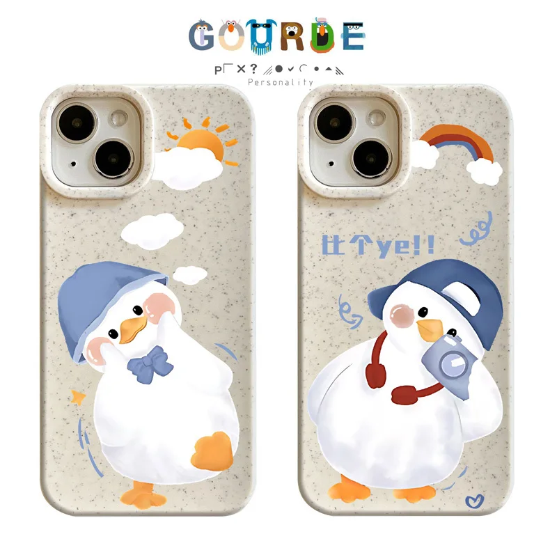 

Gourde Funny Cute Casing Couple Cartoon Duck Pattern Case for Iphone 16 15 14 12 13 11 Pro Max IP 7 8 Plus Iphon X XS XR Xs Max