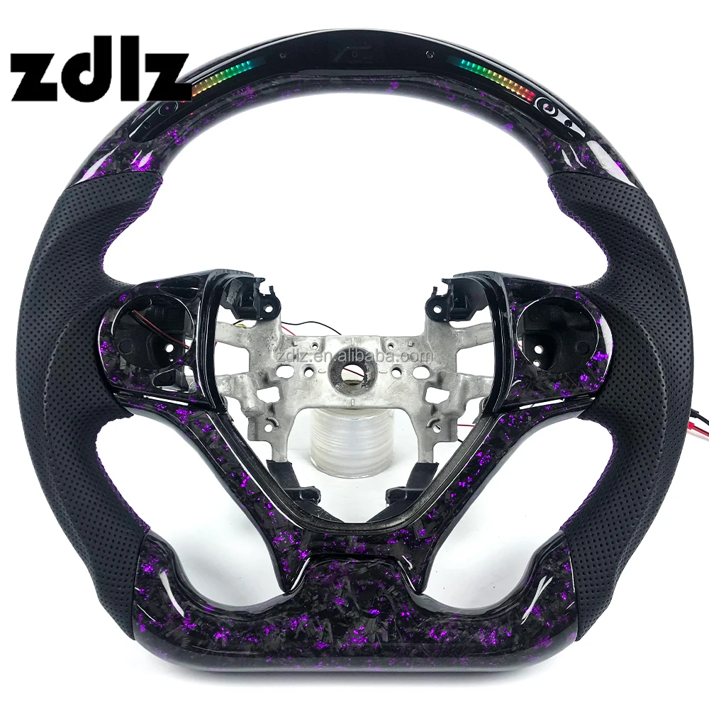 Customized LED Display Purple Forged Carbon Fiber Steering Wheel for Honda Civic 9th Generation