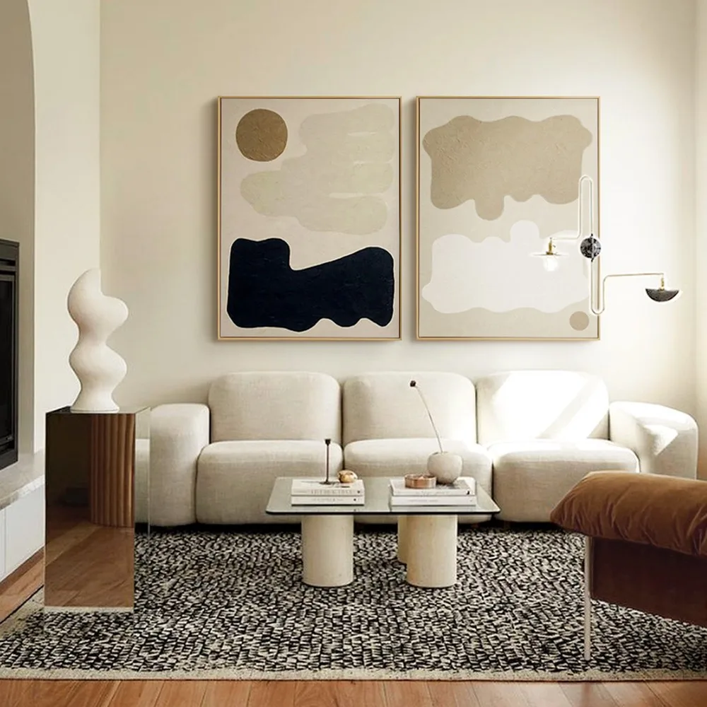 Simple wabi-sabi wind canvas paintng abstract art living room bedroom decoration painting