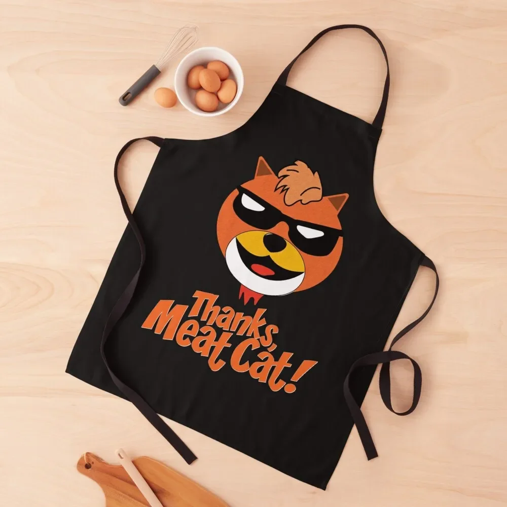 Thanks, Meat Cat! Sticker Apron with pockets Cleaning Products For Home chefs Apron