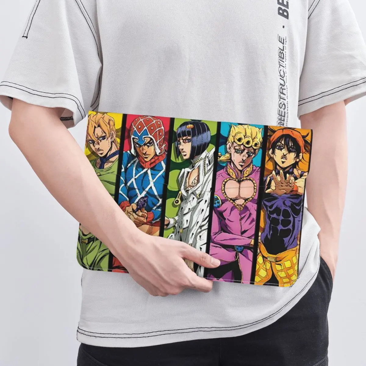 Jojo's Bizarre Adventure Logo Japan Anime Manga PU Leather Horizontal Laptop Sleeve Shockproof Soft Lining Notebook Case 13 Inch