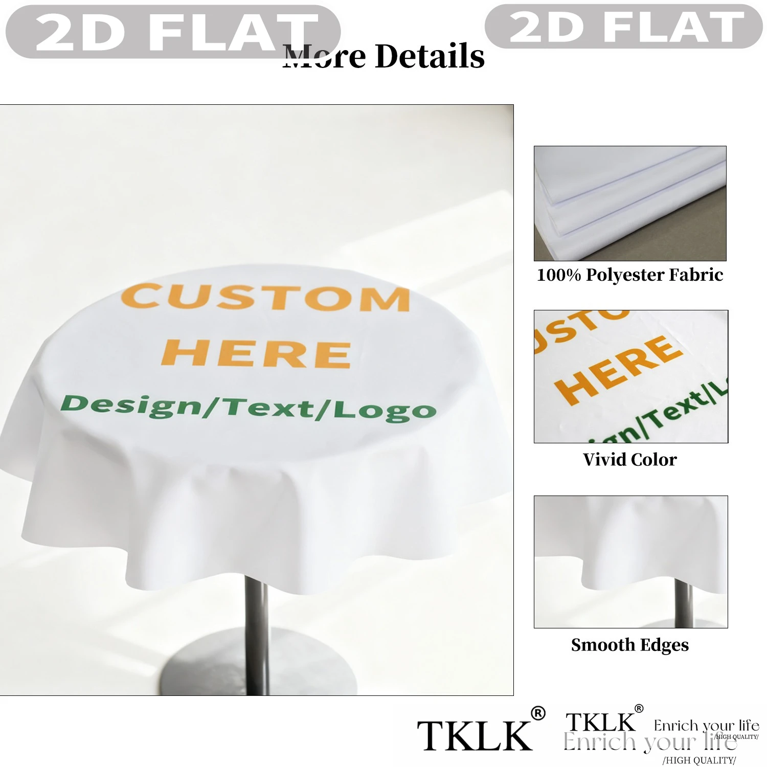 Custom Round Tablecloth/ Round Tablecloth with Wavy Edge, Custom Round Tablecloth with Design, Durable Polyester Tablecover