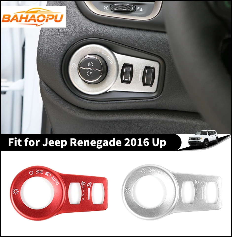 BAHAOPU Car Headlight Switch Decoration Cover for Jeep Renegade 2016 Up for Jeep Cherokee 2014 Up for Grand Commander 2018 Up