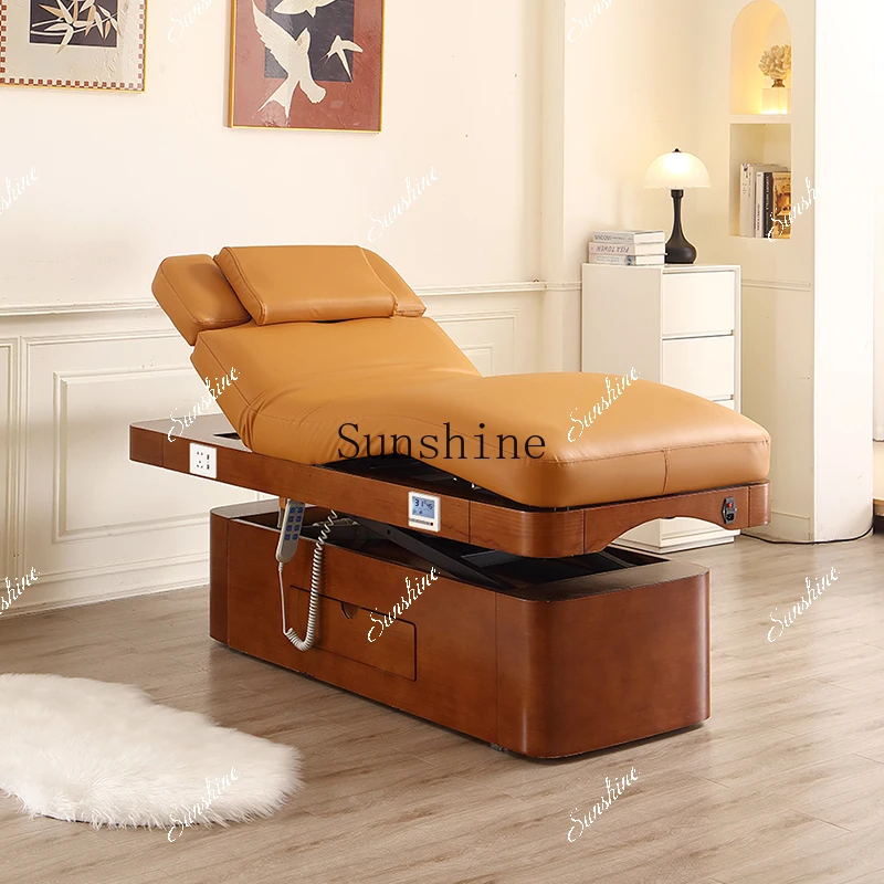 Electric beauty massage bed Solid wood box frame constant temperature latex mattress  TF
