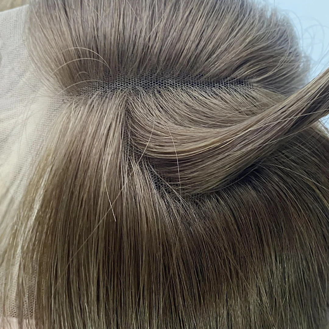 2025 New Trend Luxury Custom Raw Hair HD Transparent Light Brown Wig With Blonde Highlight Silk Base Lace Wig