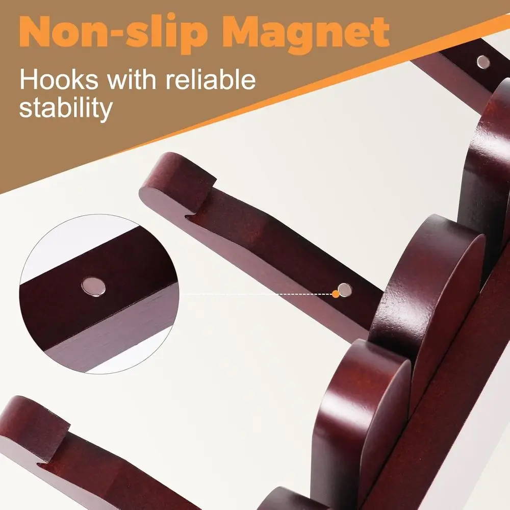 عبوة مزدوجة من رفوف المعاطف المثبتة على الحائط من خشب الزان الصلب مع 4 خطافات مضادة للانزلاق لديكور المنزل والتخزين