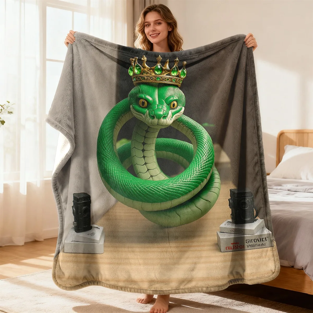King Size Snake Queen Blanket Throw 150x200cm Plush Fleece Winter Cosy Sofa Bed Decor Mythology Tapestry