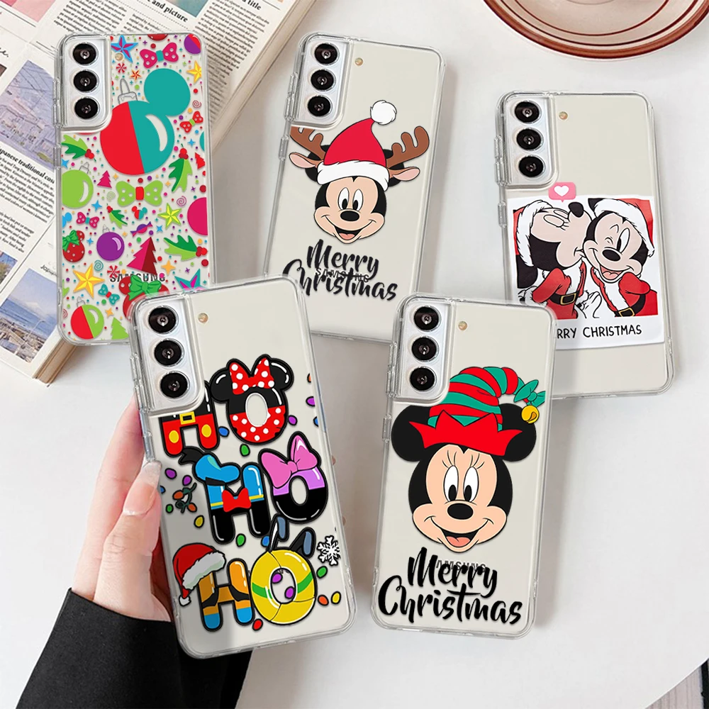 Funda de Disney Merry Chrismas Transparent phone case For Samsung Galaxy S 23 22 PLUS ULTRA silicone soft shockproof covers