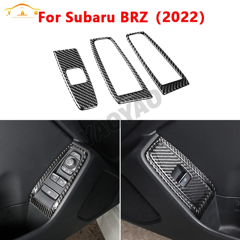 

Carbon Fiber Car Window Glass Lift Switch Button Panel Trim Cover Sticker For 2022 Subaru BRZCar Interior Accessories