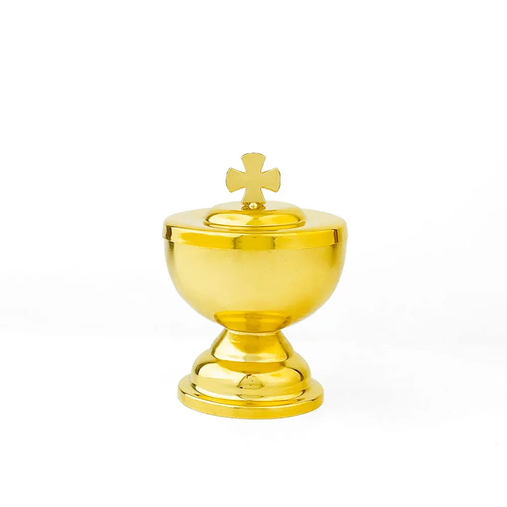 HTISOK Vergoldeter Kelch, Weihwasserkelch mit Löffel, Kommunionkelch, Zubehör für katholische orthodoxe Kirchen, Bischofs-Messritual. – Detail 4