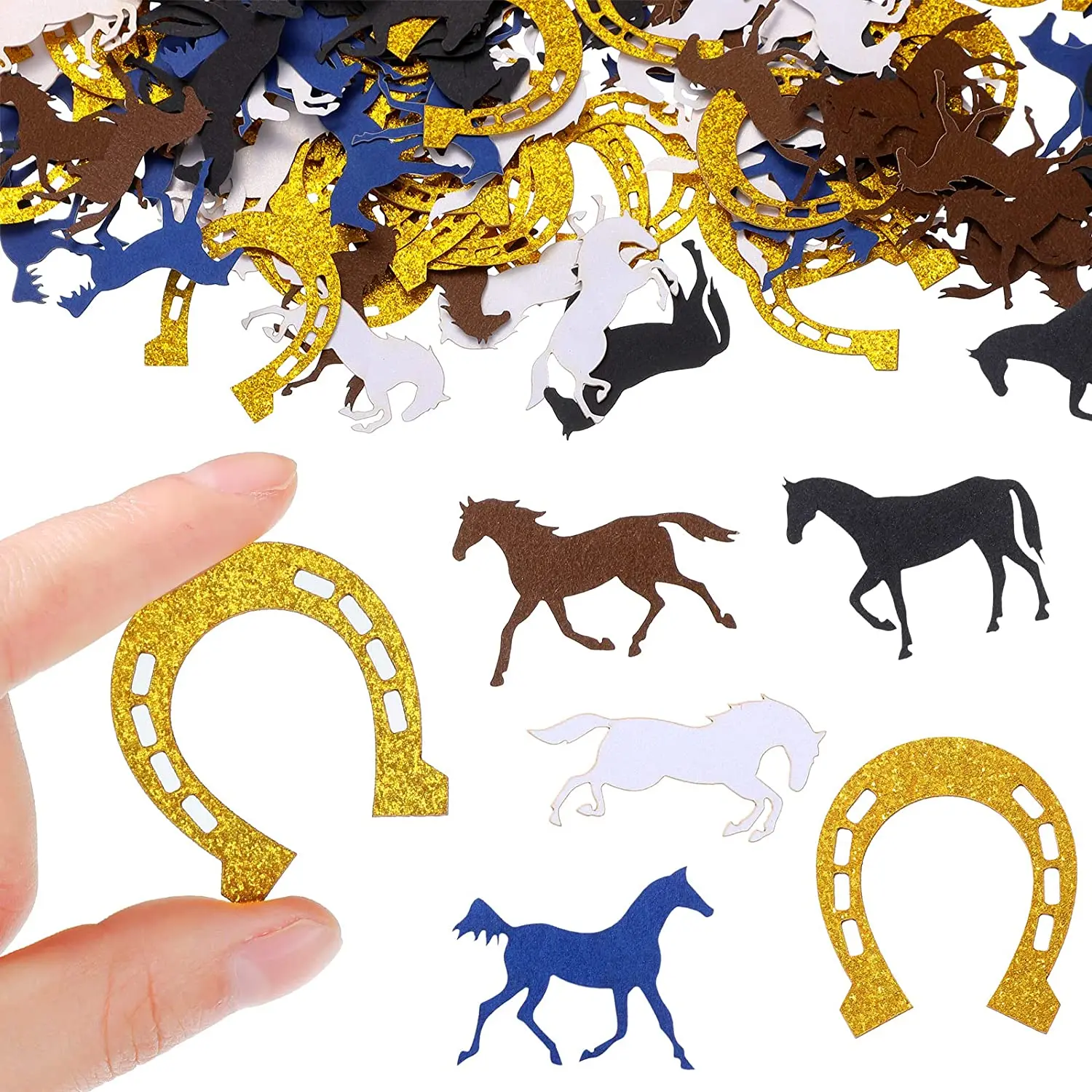 1Bag Western Cowboy Cowgirl Theme Paper Confetti Glitter Horseshoe Table Scatter for Birthday Bachelorette Wedding Party Decor