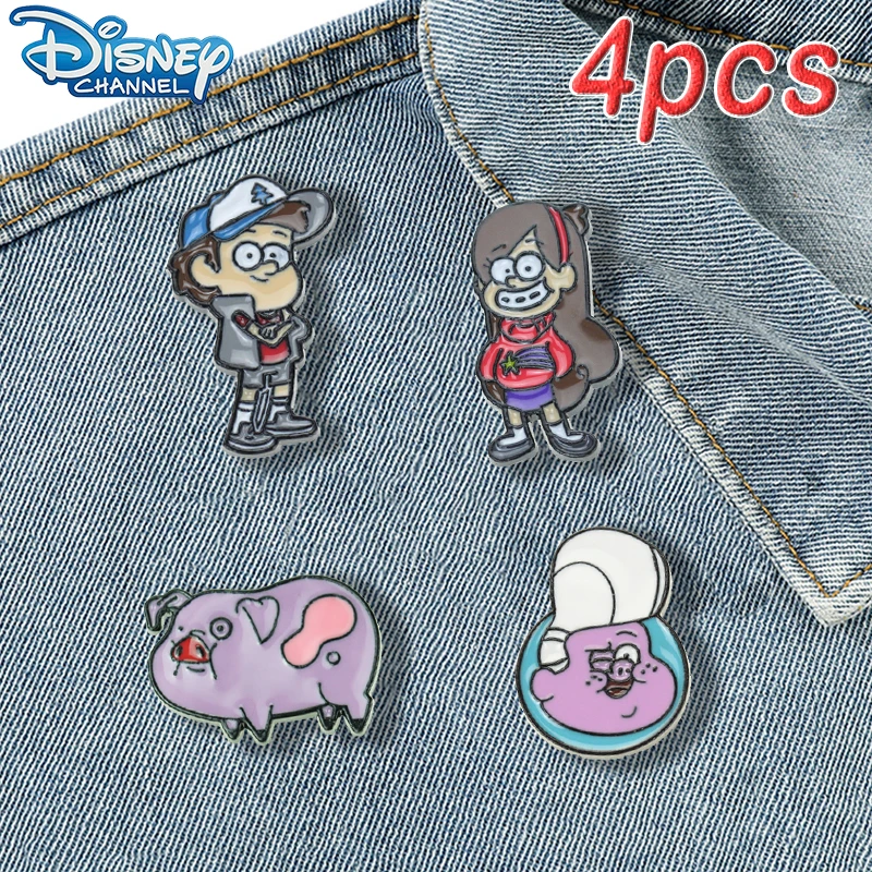 Gravity Falls Cartoon Enamel Pins Dipper Pines Mabel Pines Waddles Pig Metal Brooch Clothes Backpack Pin Accessories for Women