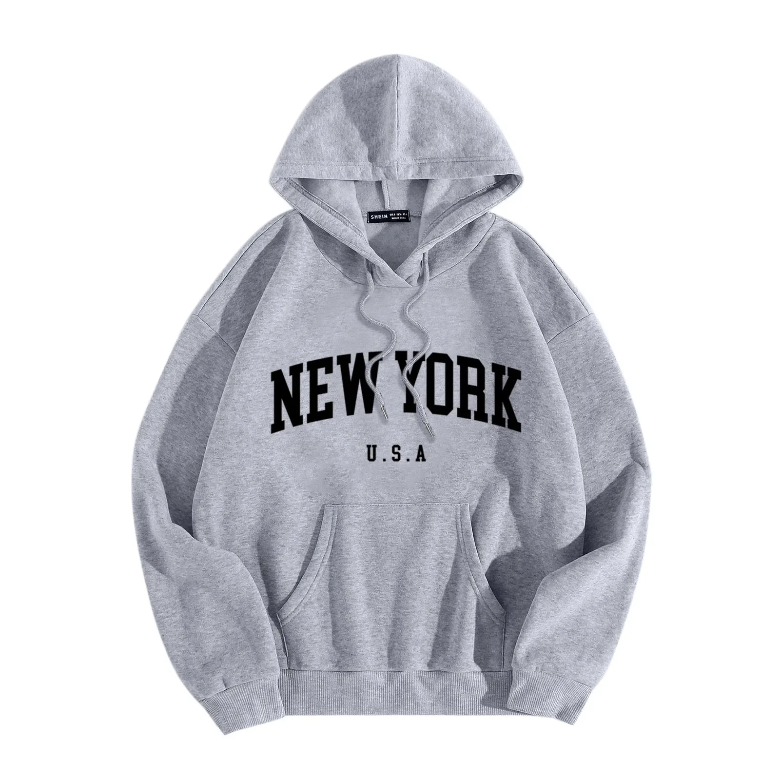 New York Letter Printrd Streetwear Sweatshirt For Men Fashion Oversized Clothing Personality Soft Letter Print Casual Hoodies