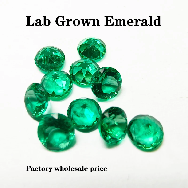 Lab Grown Columbia Emerald Factory Wholesale Price Small Size Hand-cut Round Shape DIY Ring Necklace Earrings Main Materials