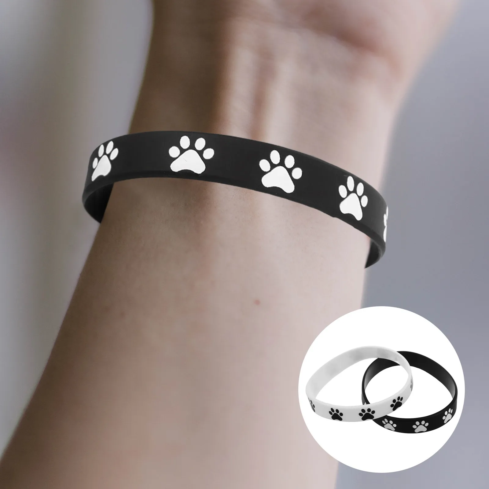 

48Pcs Printed Paw Rubber Wristbands Stretch Comfortable Elastic Fit All Sizes Party Favors Birthday Wedding