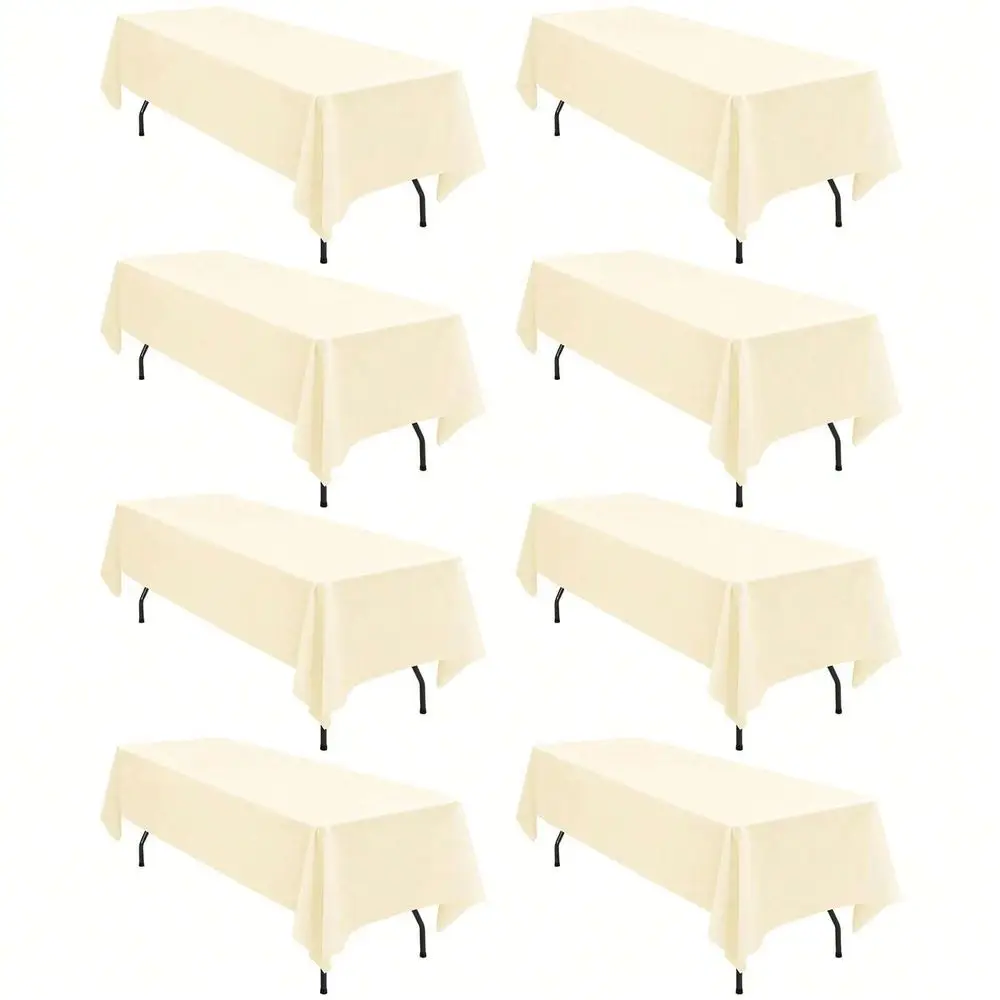 

Набор из 8 полиэстеровых скатертей 60 x 102 дюйма, прямоугольные скатерти для столов длиной 6 футов, устойчивые к пятнам и складкам, моющиеся.