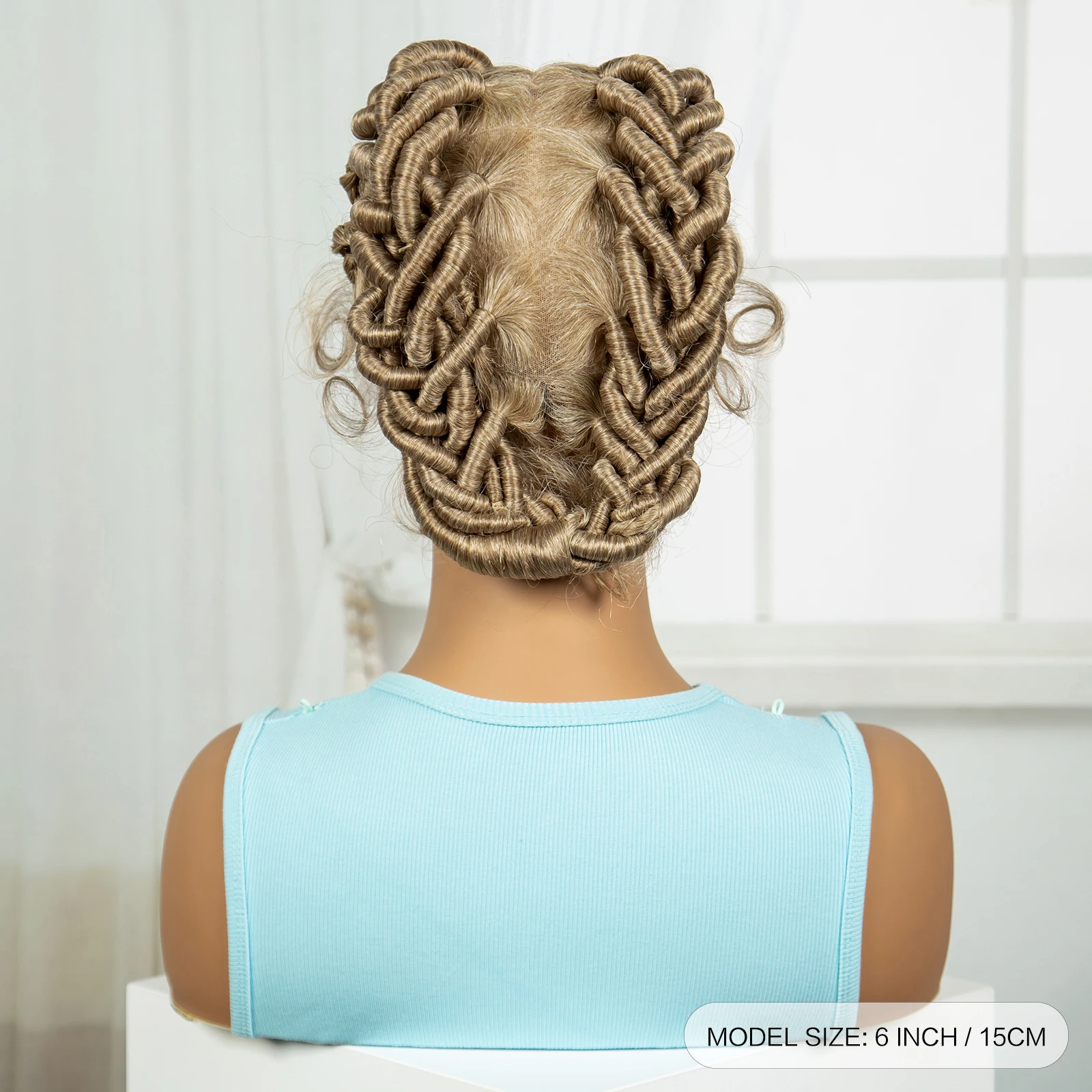 Blonde Full Lace Synthetic Braided Wigs Knotless Box Braids Wigs Lace Front Bantu Braided Wigs with Baby Hair for Black Women