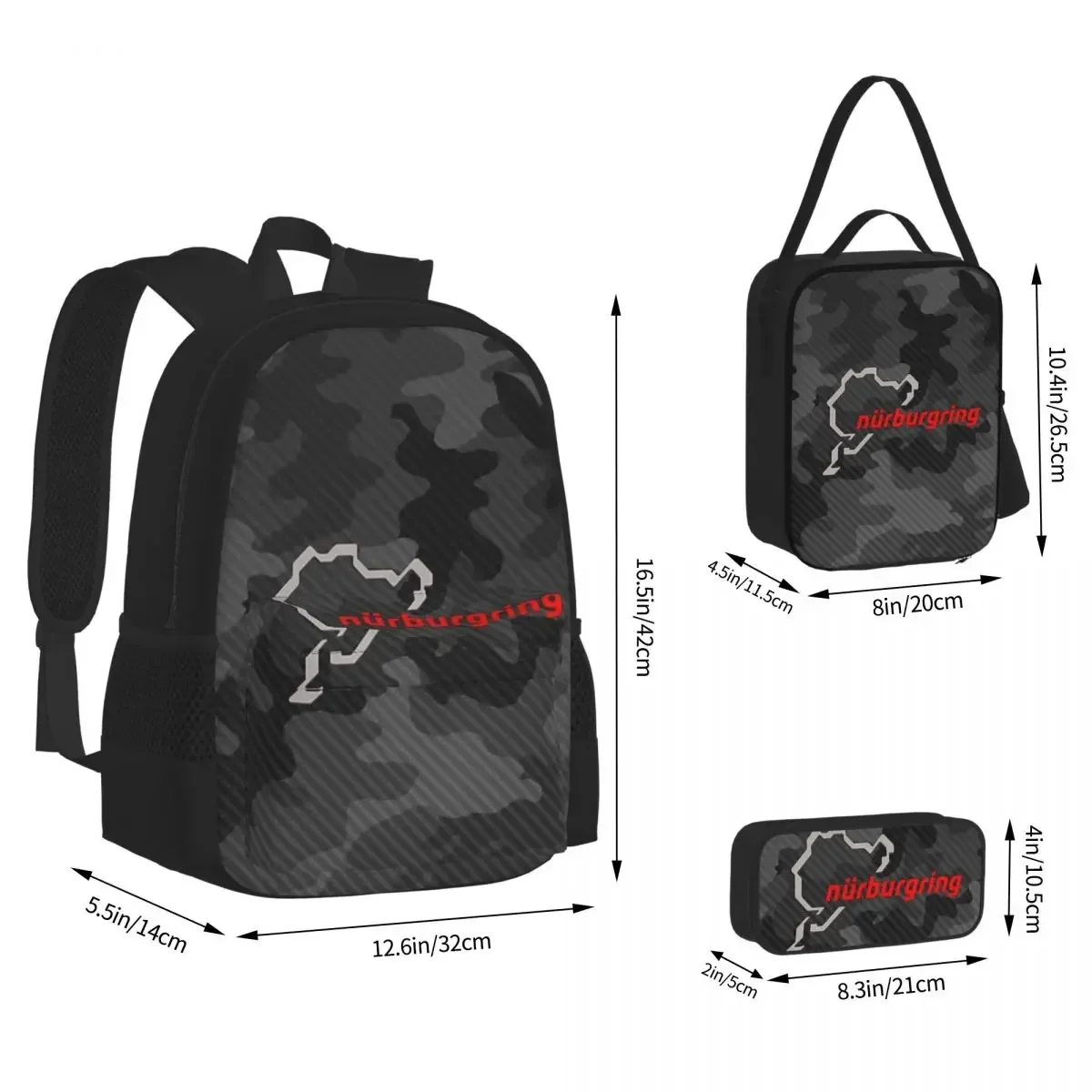 Carbon Camouflage Backpacks Boys Girls Bookbag Children School Bags Cartoon Kids Rucksack Lunch Bag Pen Bag Three-Piece Set