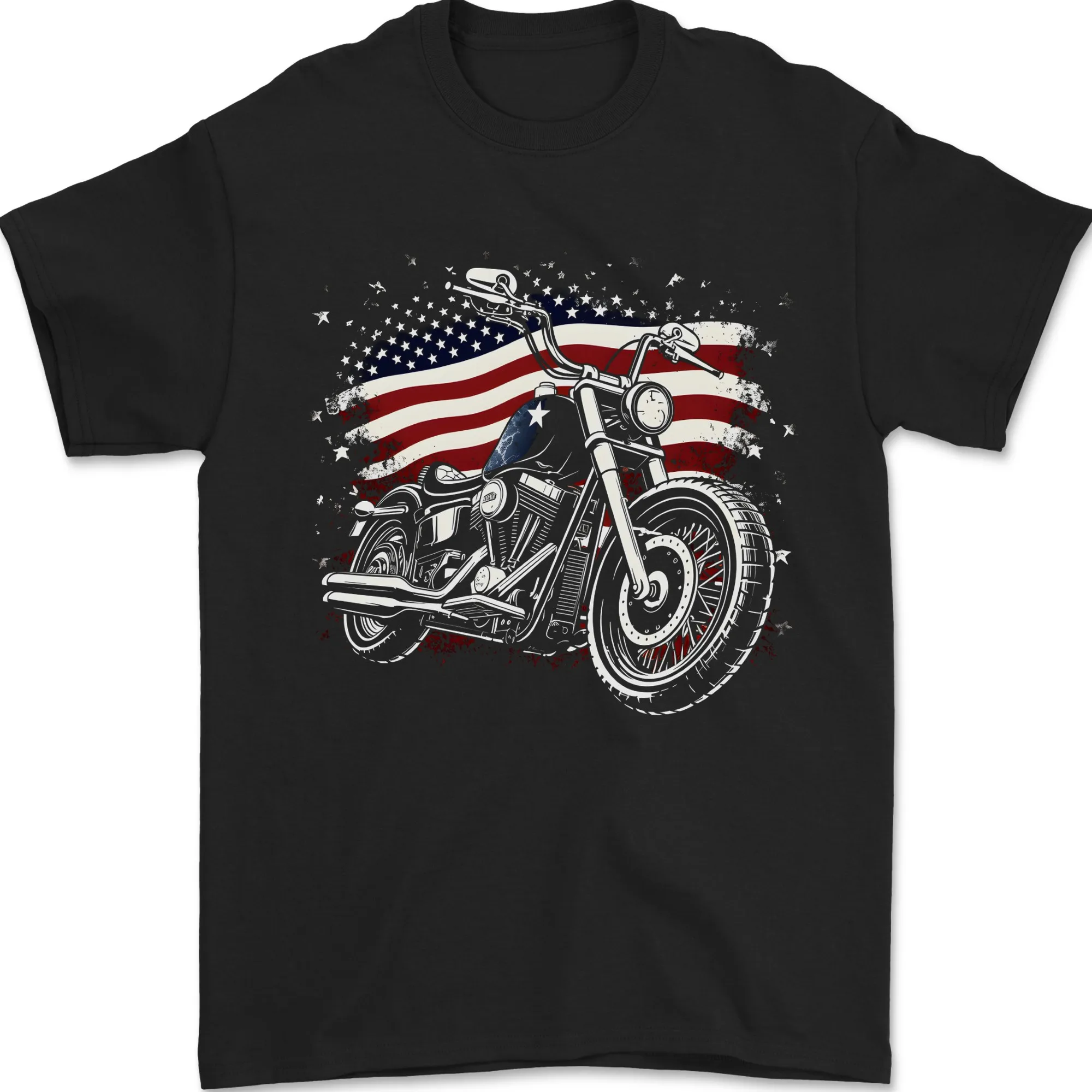 

American Biker USA Flag Motorcycle T-Shirt 100% Cotton O-Neck Short Sleeve Summer Casual Mens T-shirt Streetwear
