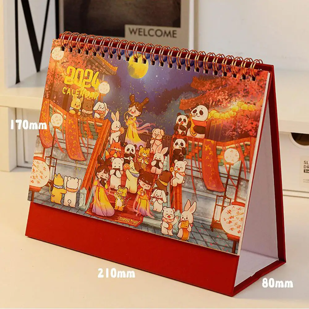 Retro Desk Calendar Chinese Style Coil Agenda Planner Cute China-Chic Calendar Stationery School Supplies Christmas Xmas Gift