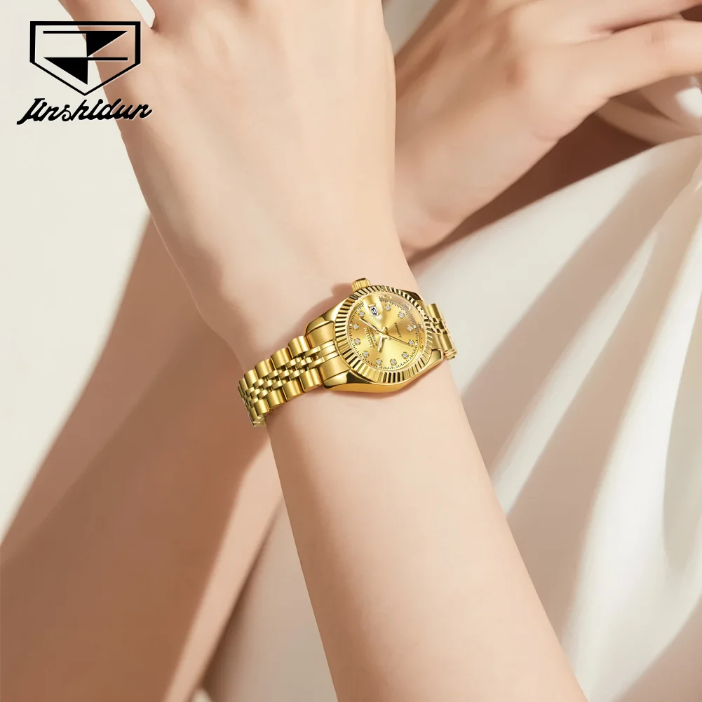JSDUN 8737 Women Watches High Quality Luxury Elegant Original Mechanical Watch Small Dial Ladies Watch Steel Strap Gifts Box