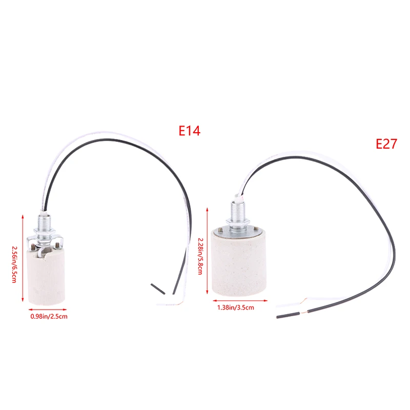 Imagem -06 - Suporte Cerâmico da Lâmpada do Parafuso Luz Led Adaptador Resistente ao Calor Uso Doméstico Soquete Redondo para Base do Bulbo com Cabo E14 E27