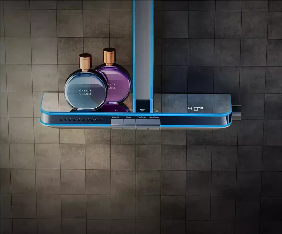 Waterfall Shower Head Full Body Led Light Shiny Massage Bathroom Shower Set