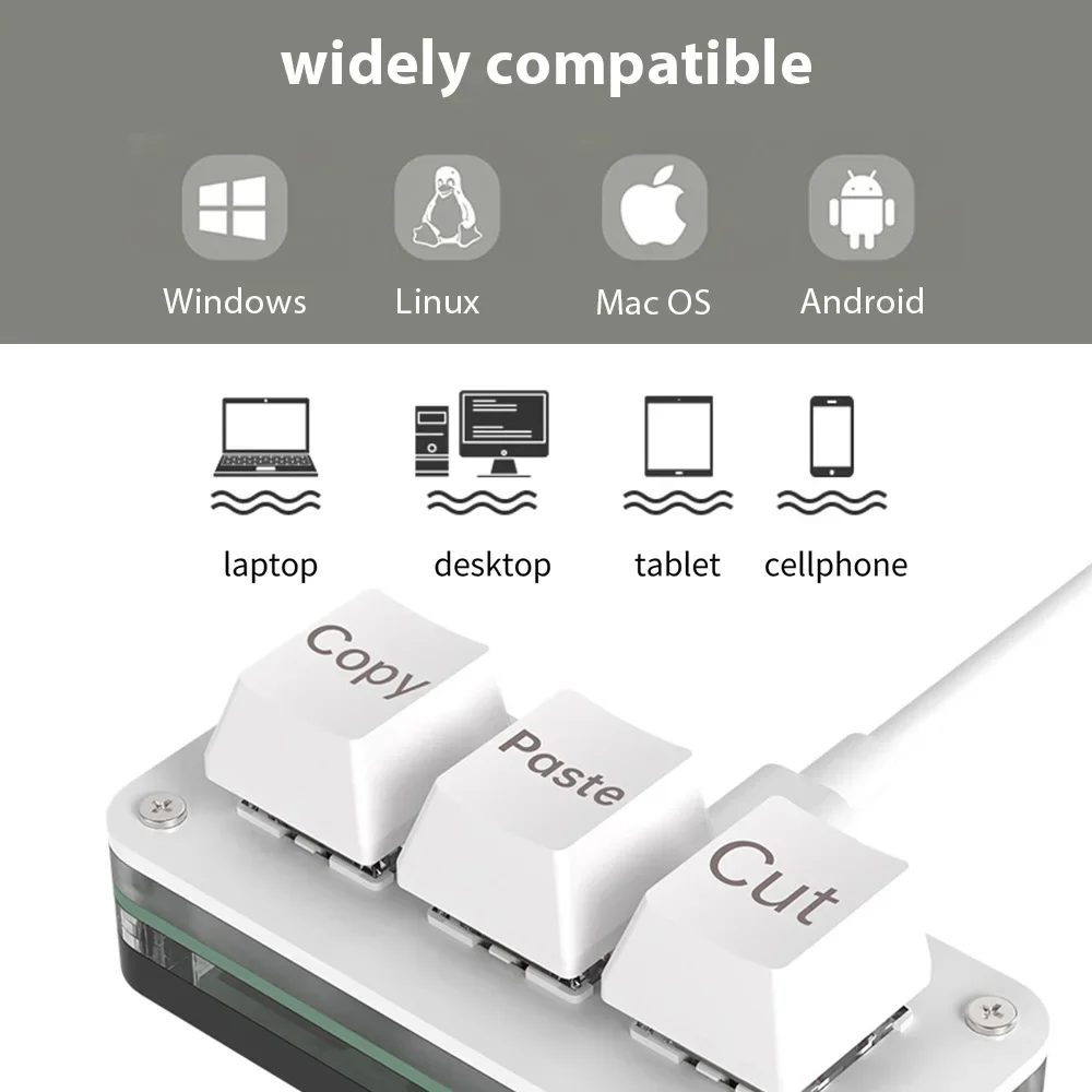 3-button mechanical keyboard with RGB red switch Hot-swappable macro custom copy-paste and Photoshop hotkey keyboard