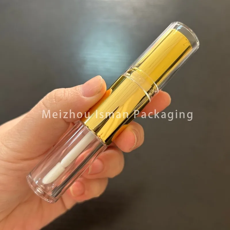 50 Stuks Zwarte Dubbele Hoofd Dubbelzijdig Dual Lippenstift Lipgloss Buis 2 in 1 Rose Goud Lippenstift Lip Olie Verpakking container 10 ml 4 ml