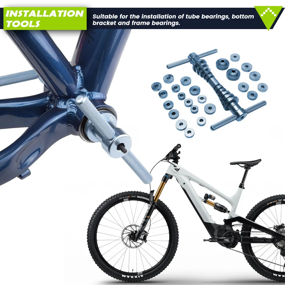 Podofo Fahrradlager-Montagewerkzeug 25-teiliges Lager-Installations- und Auspresswerkzeug-Set für Softtail-Rahmenlager – Detail 4